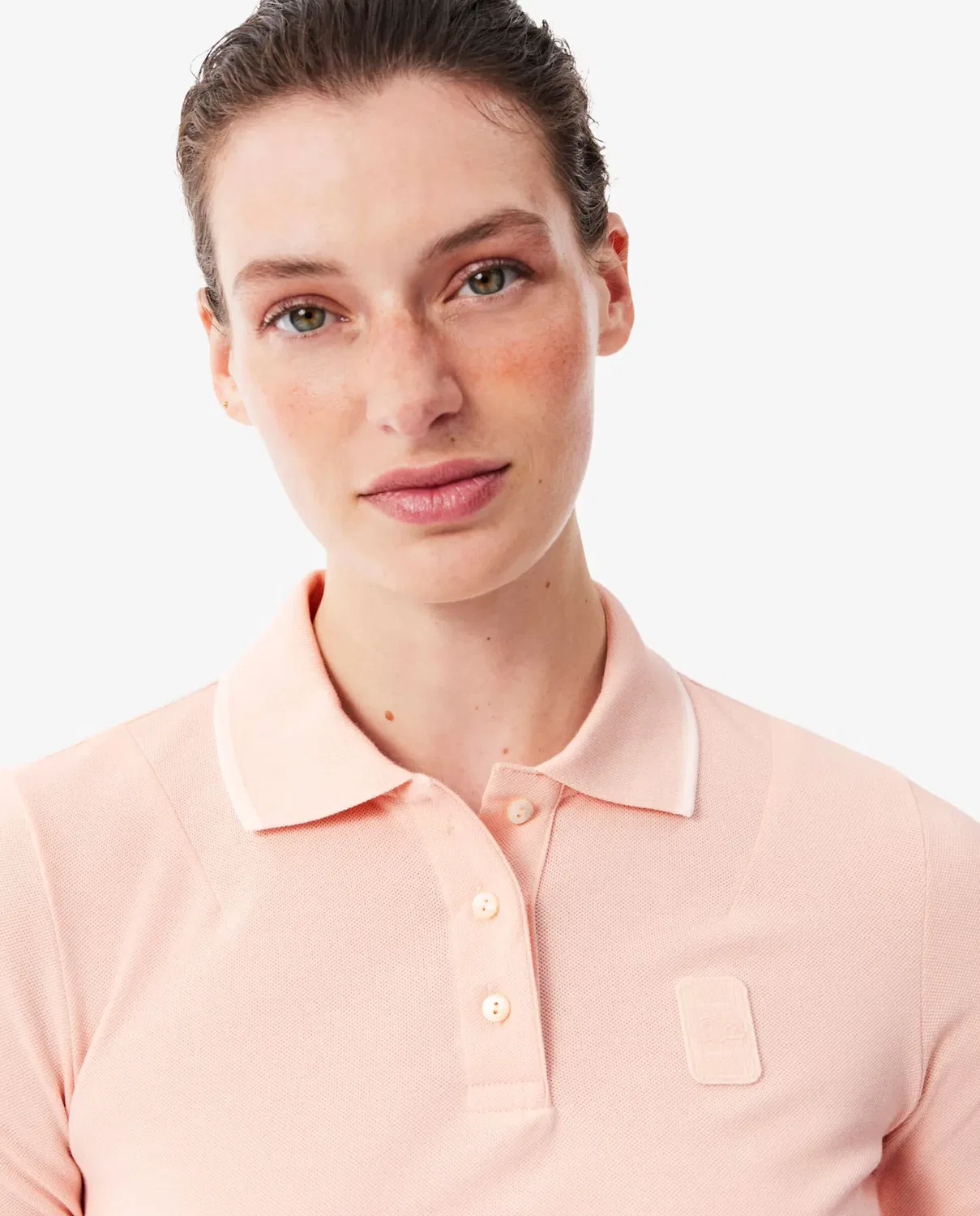 Поло Lacoste Rosa с контрастной эмблемой — фото 3