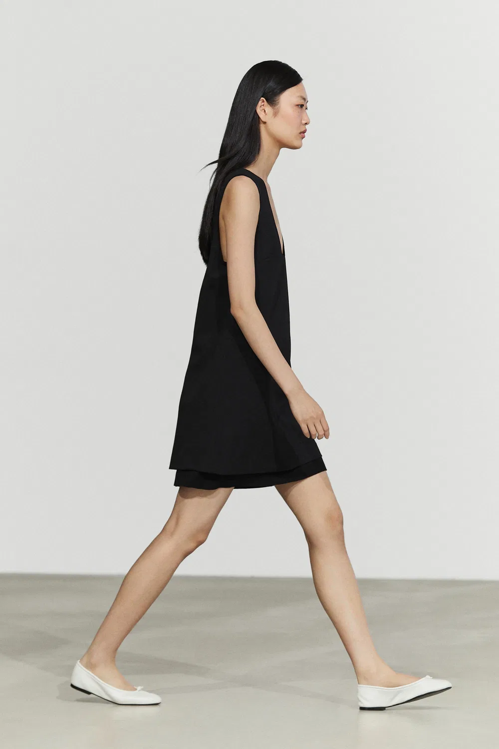 Платье Massimo Dutti, мини, из двойной ткани, черное — фото 3