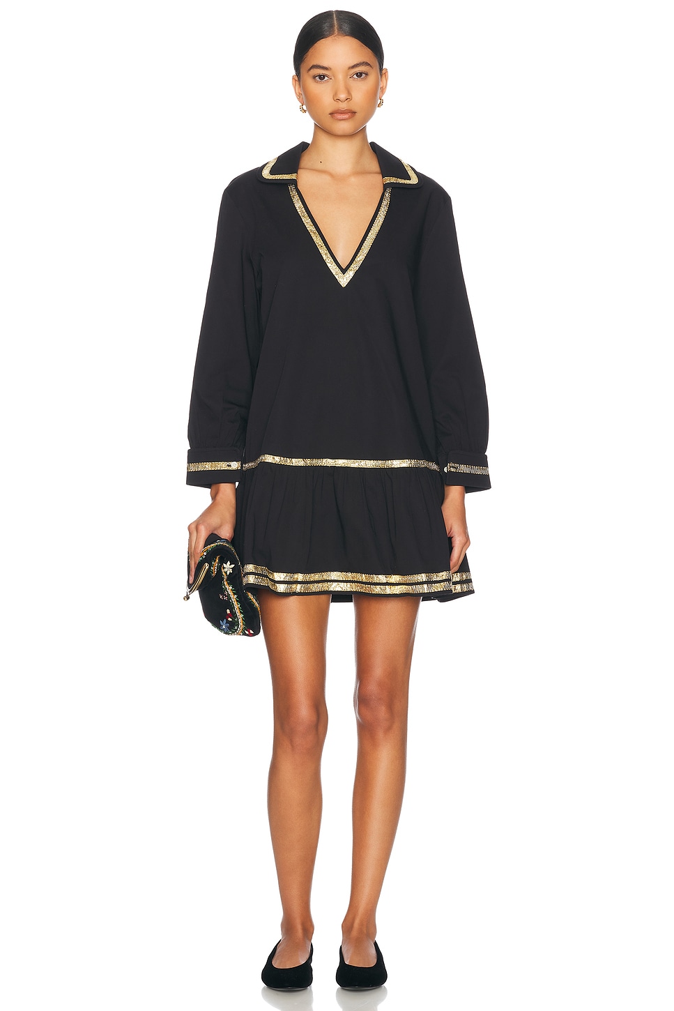 

Платье с мишурой и лентой BODE, черный