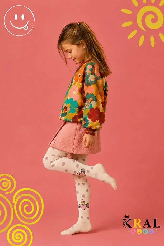 Детские колготки для девочек хлопковые 3 шт Kral Socks, Ecru — фото 2