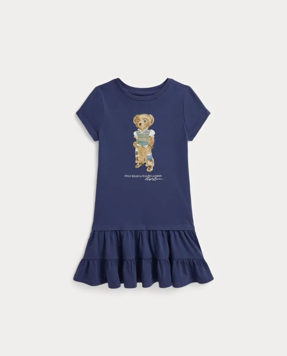 Детское платье для девочек хлопковое Polo Bear Polo Ralph Lauren, Azul Índigo