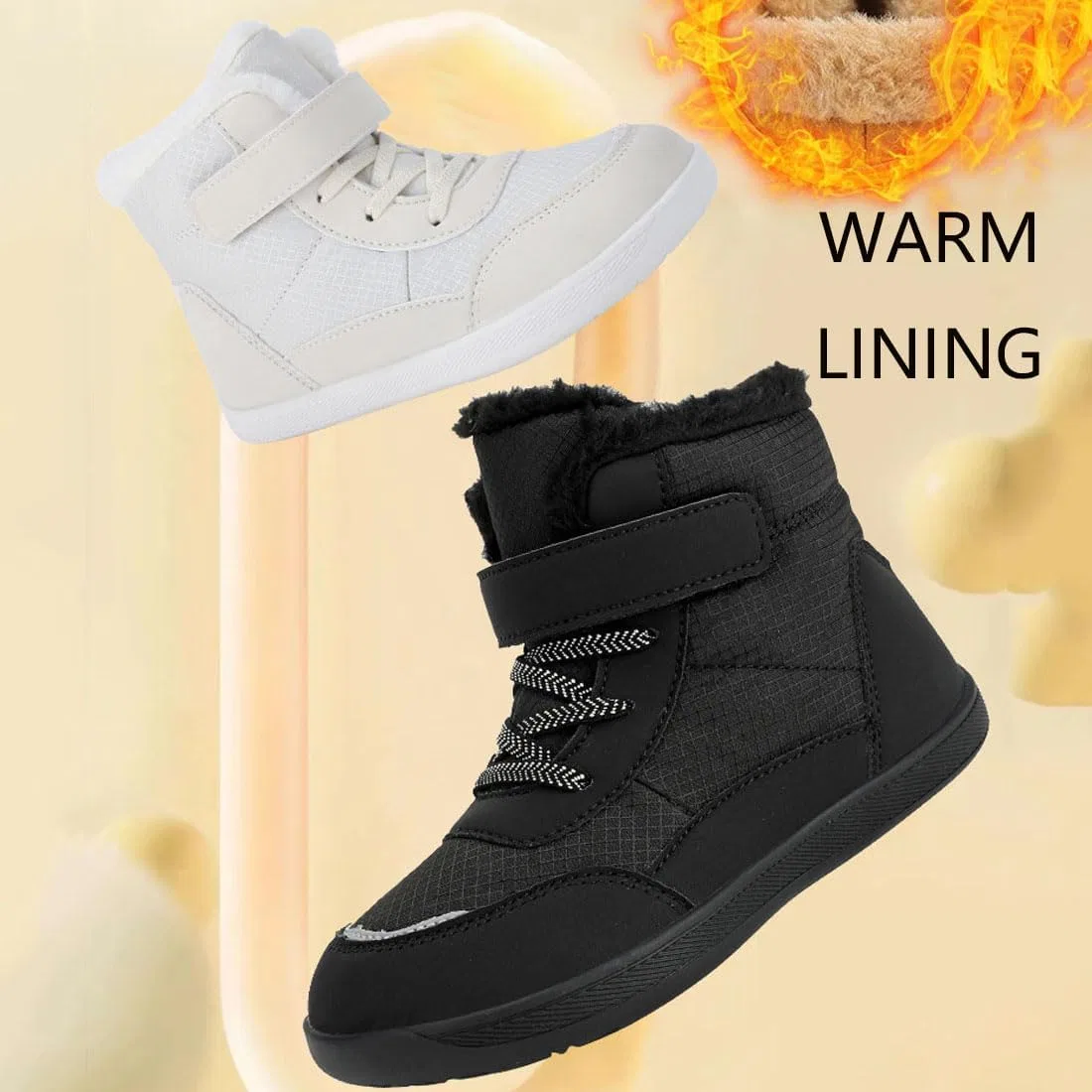 Детские зимние ботинки для девочек водонепроницаемые с принтом Hike Kids Winter Footwear Barefoot Snow Boots, Brown — фото 2