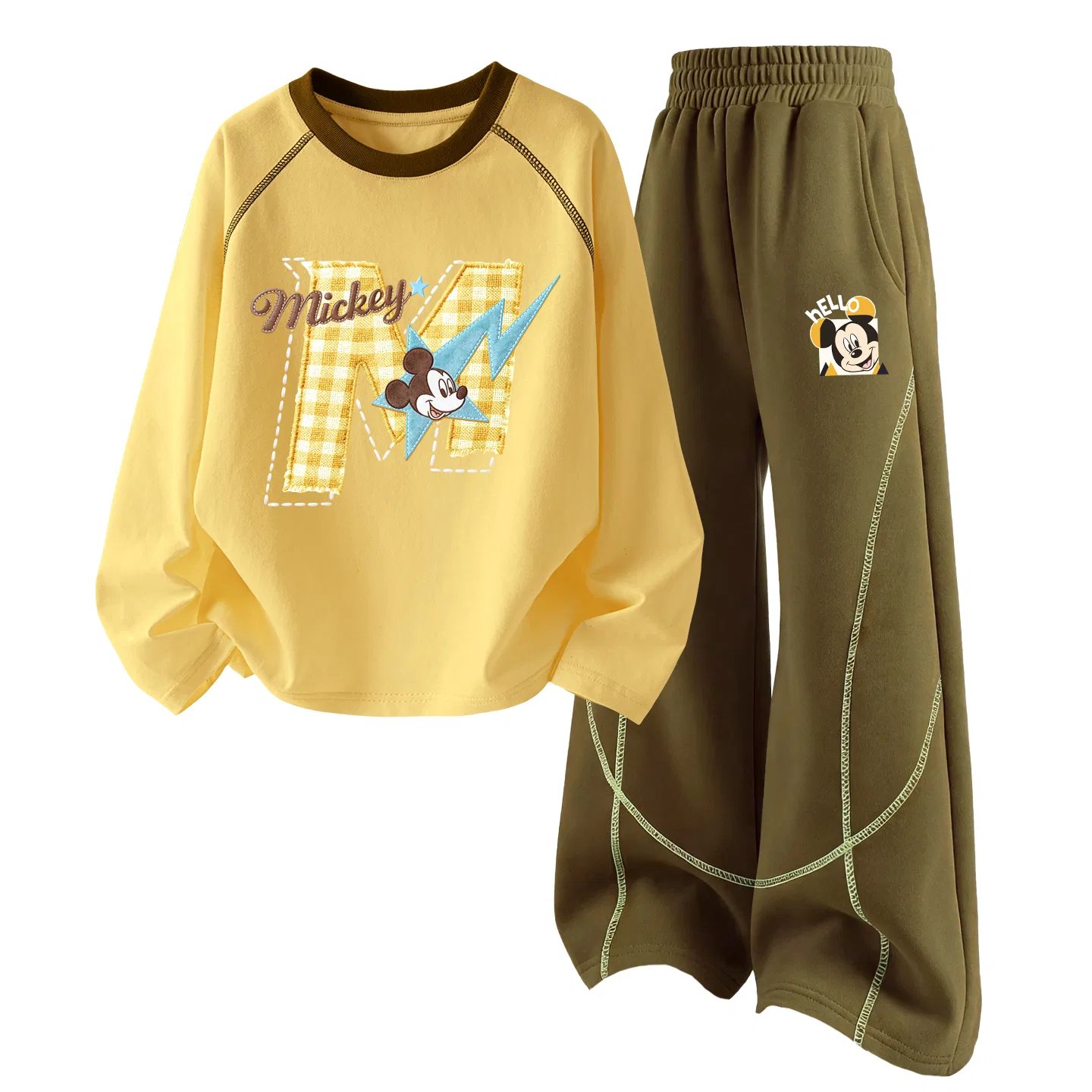 Детский спортивный костюм с круглым вырезом Disney, Цвет: Di Corn Roll Cheese Yellow+Di Potato Friend Autumn Wild Brown — фото 4