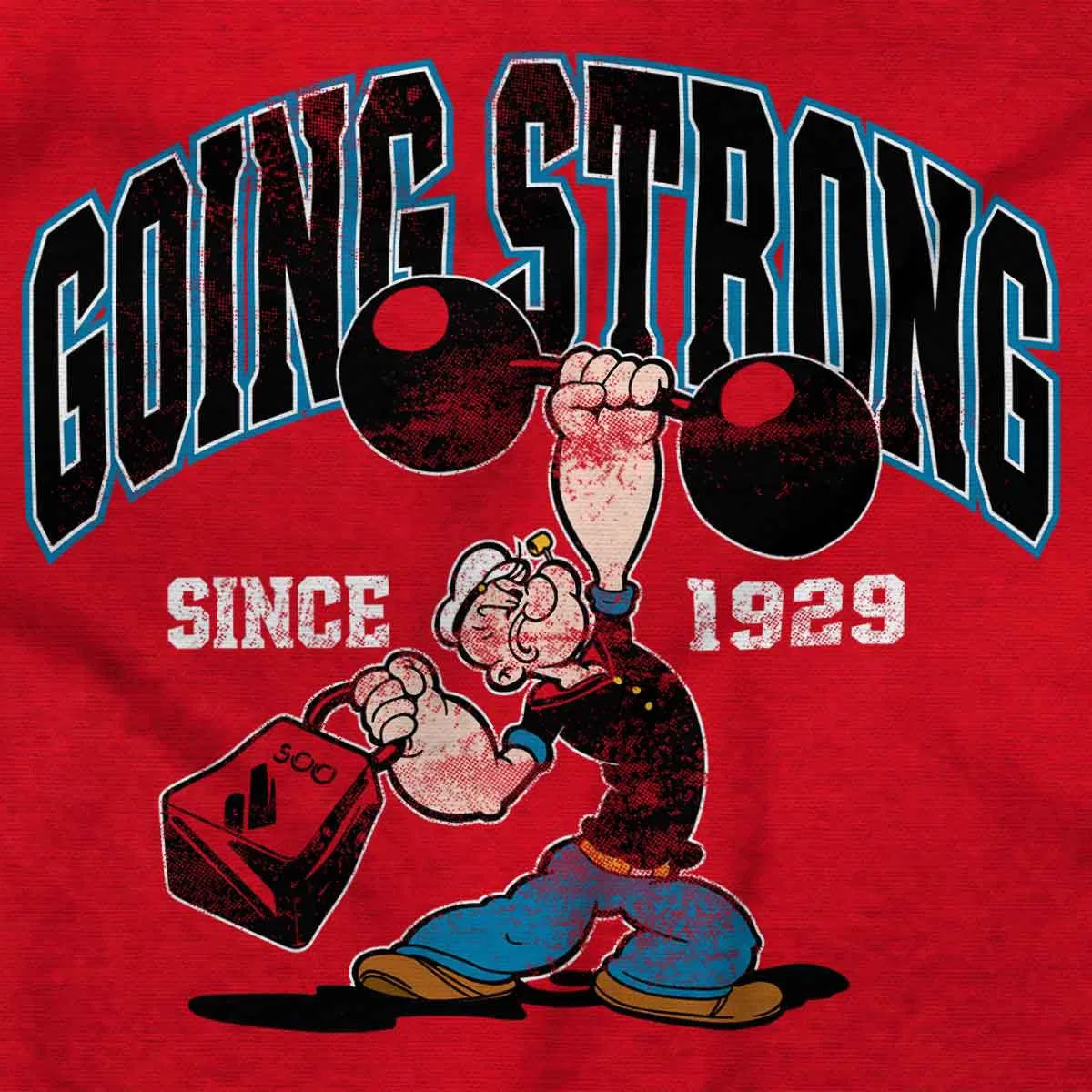 Детский боди-комбинезон с коротким рукавом Popeye Going Strong Since 1929 Gym Brisco Brands, Heather — фото 2