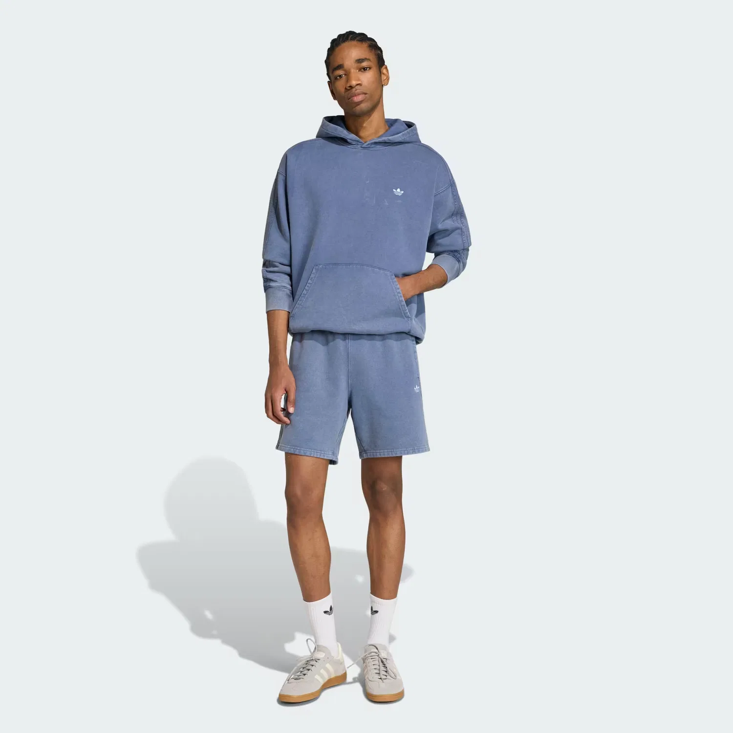 Мужские шорты из флиса Trefoil Essentials Washed Adidas Originals, темно-синий — фото 3