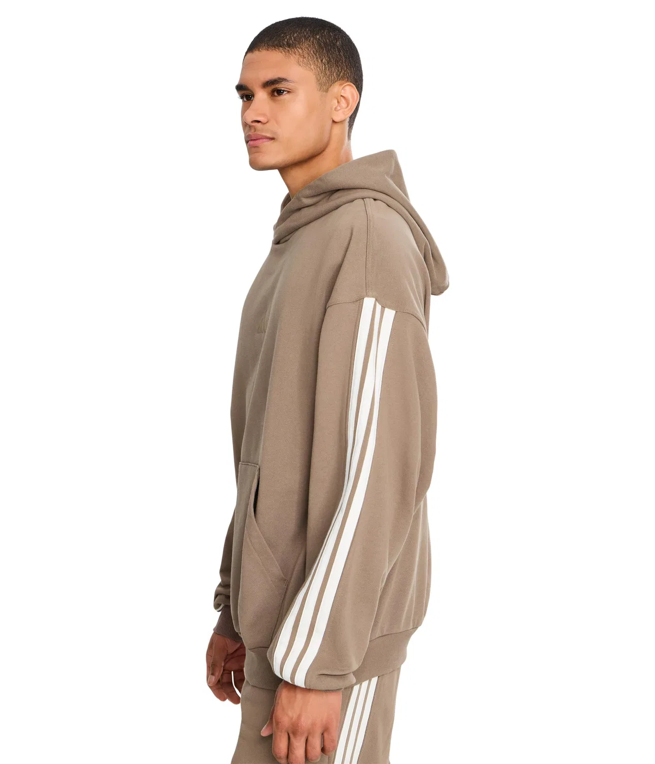 Худи Kit 3-Stripes Adidas, Khaki/Off-White — фото 3
