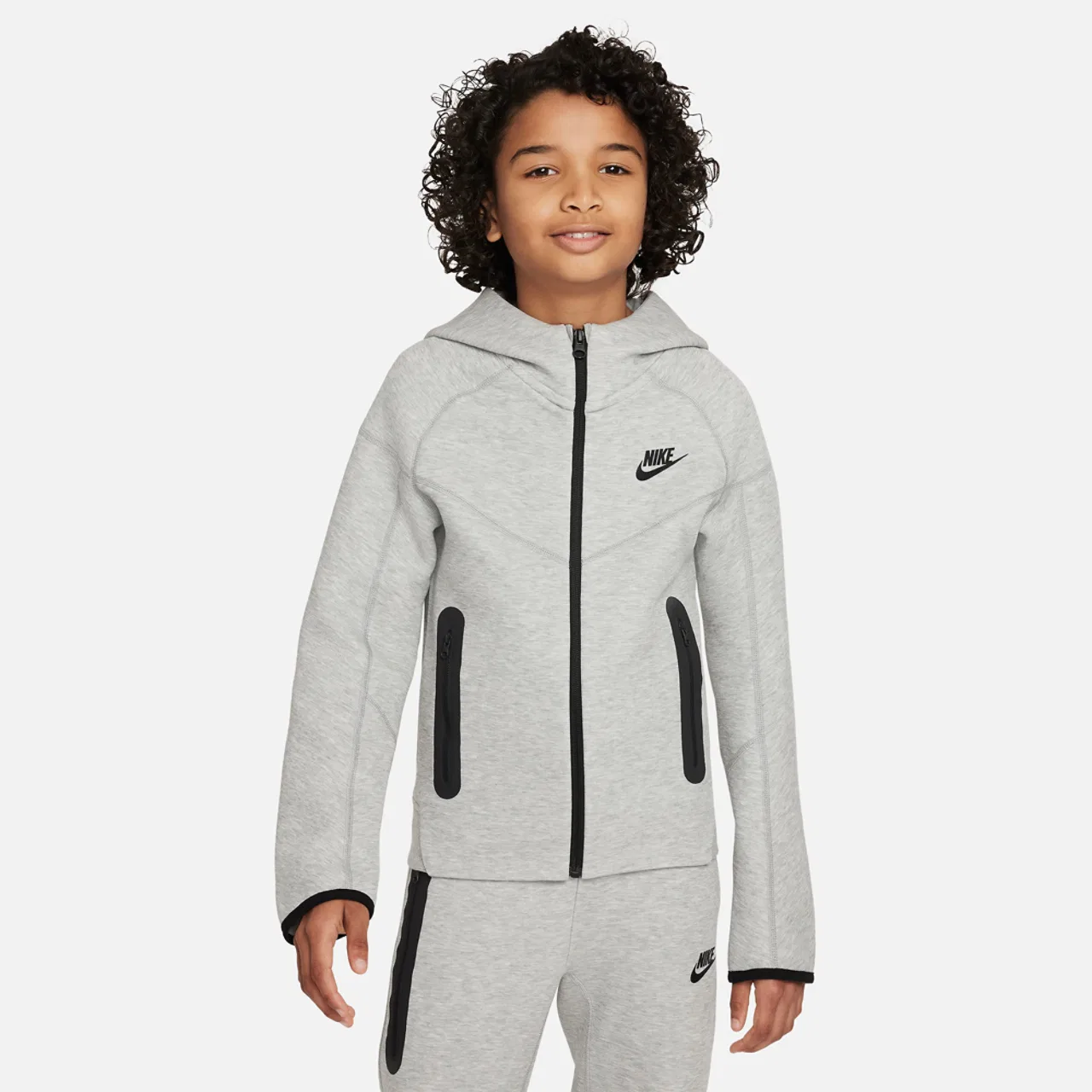 Худи для мальчиков Tech Fleece Full-Zip Nike, цвет Black/Dark Grey Heather/Black