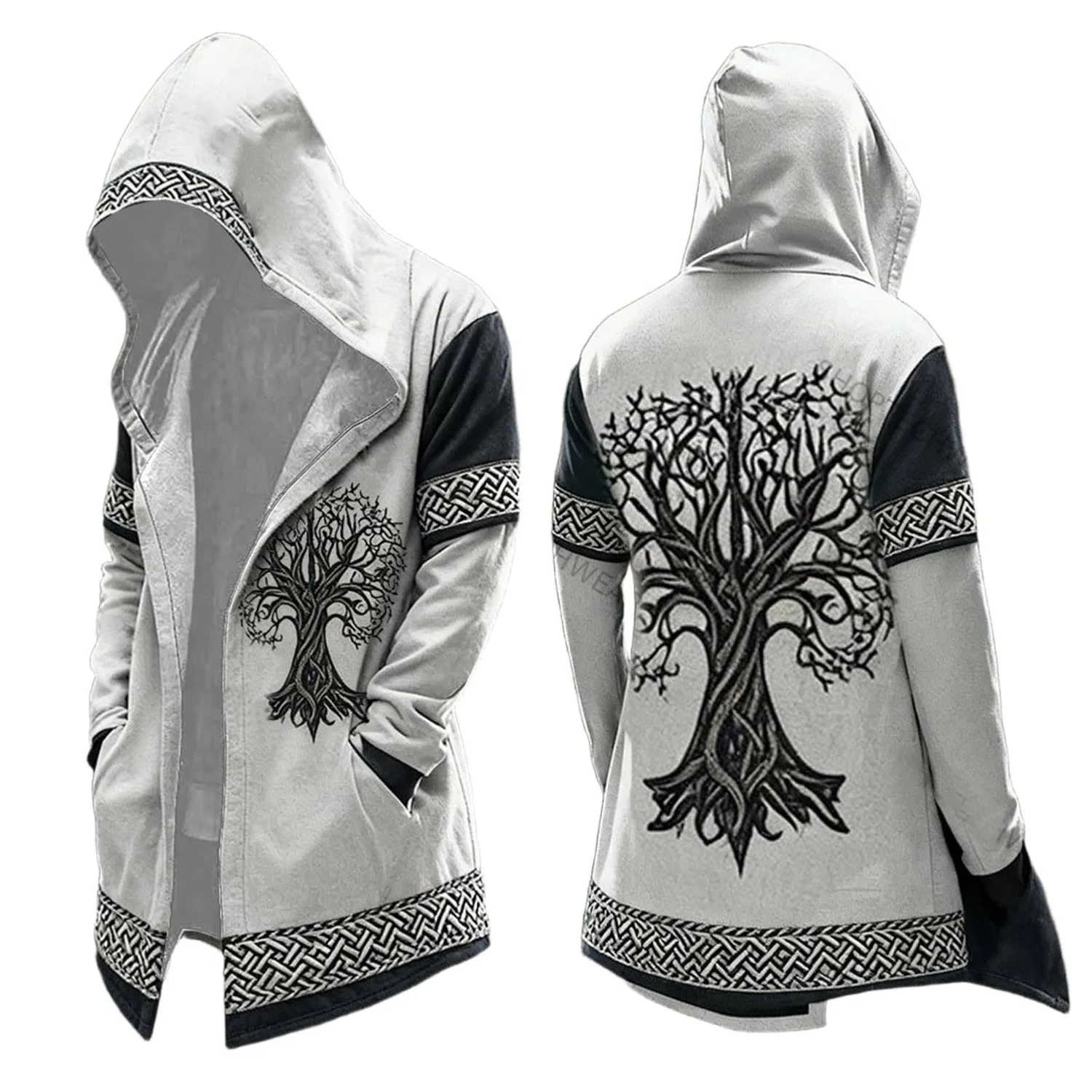 Мужское пальто с капюшоном и молнией Medieval Knit, Light Grigio #23