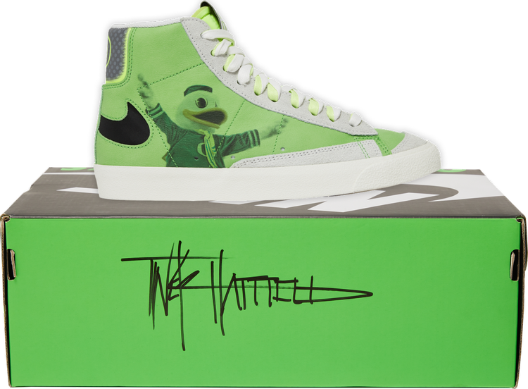 Кроссовки Nike Blazer Mid ’77 'University of Oregon Men's Basketball' Tinker Hatfield Signed Box, зеленый - фото