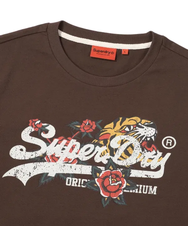 Футболка с тигром Superdry, коричневая — фото 3