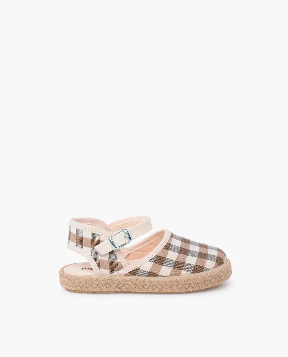 Детские эспадрильи для девочек с принтом Vichy Plaid Pisamonas, Beige