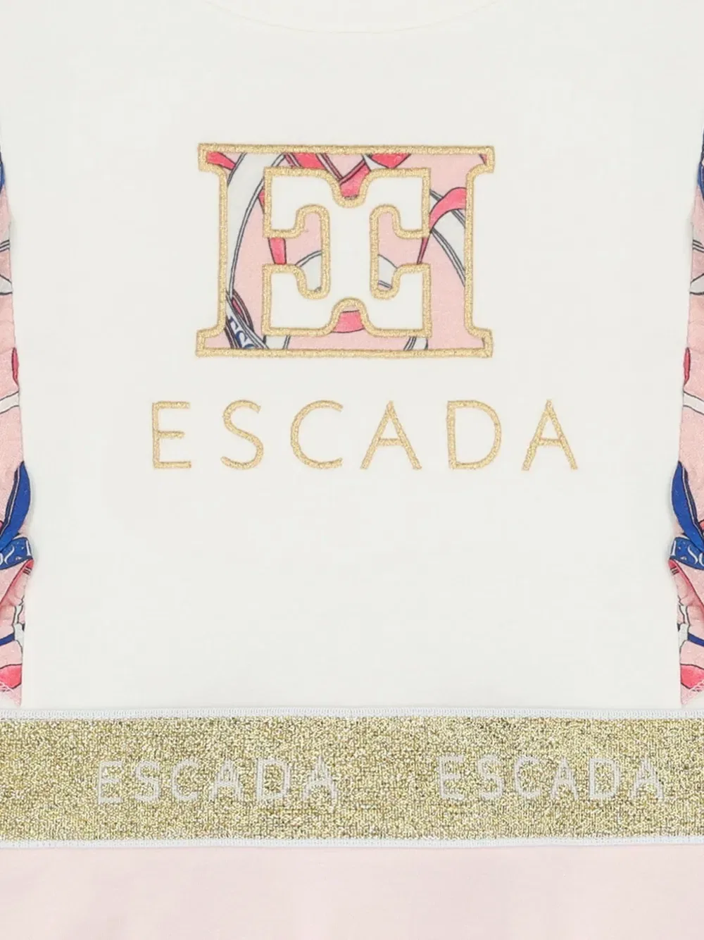 Платье с оборками и вышитым логотипом Escada Kids, розовый — фото 3