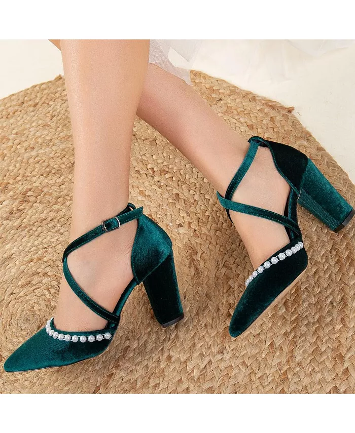 Сина Босоножки на высоком каблуке с перекрещивающимися ремешками Forever & Always Shoes, зеленый — фото 3