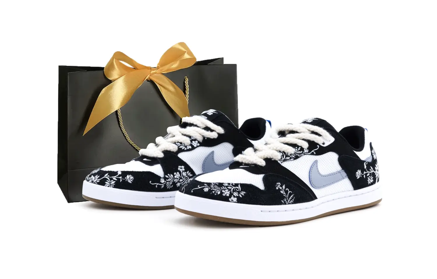 

Nike Кроссовки для скейтбординга SB Alleyoop Abрасшивоустойчивые низкие мужские Black White Blue