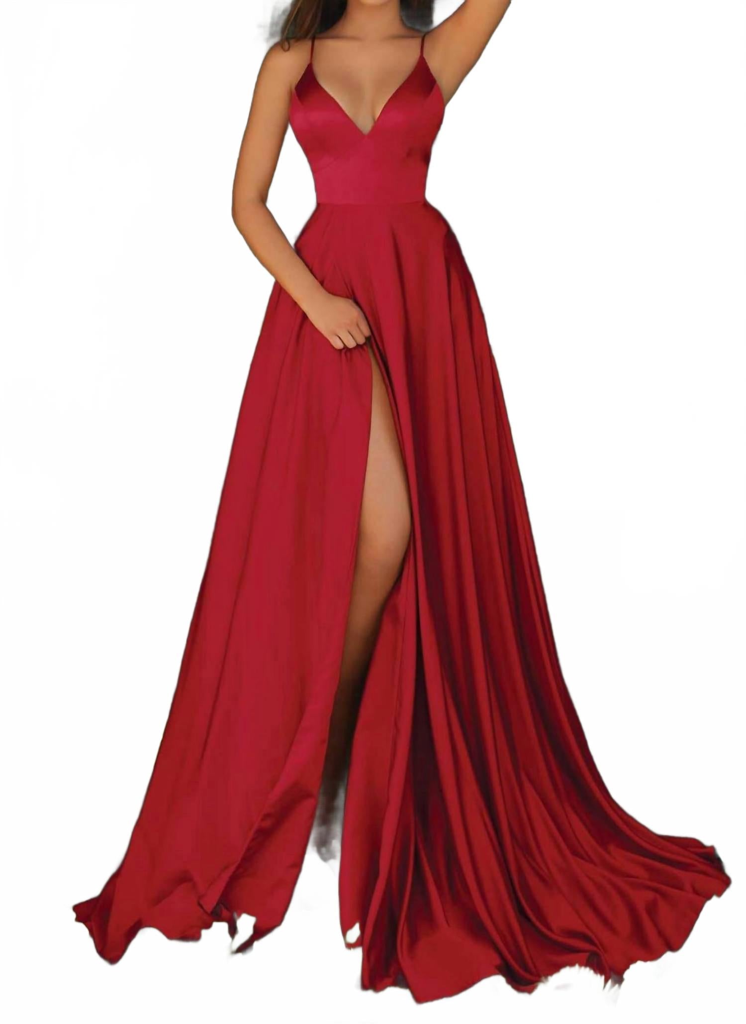 

Длинное платье с V-образным вырезом в цвете вампирский красный Clarisse