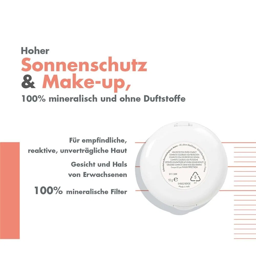 Компактный солнцезащитный крем Avene SPF 50, оттенок песочный, 10 г Avene — фото 3
