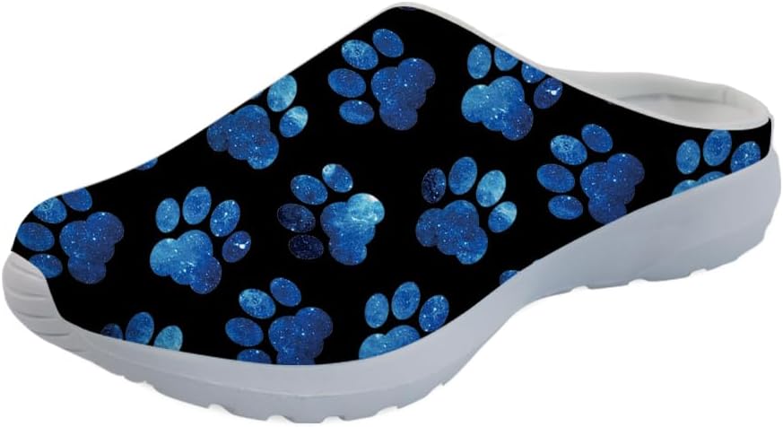 

Женские сабо-клоги Forchrinse Blue Palm Tree с сеткой, легкие для ходьбы, с мягкой поддержкой свода стопы, для работы, ухода за больными, синий