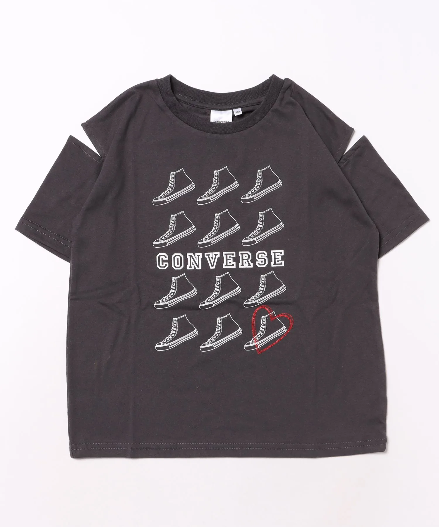 Детская футболка CONVERSE с ламе принтом, угольная