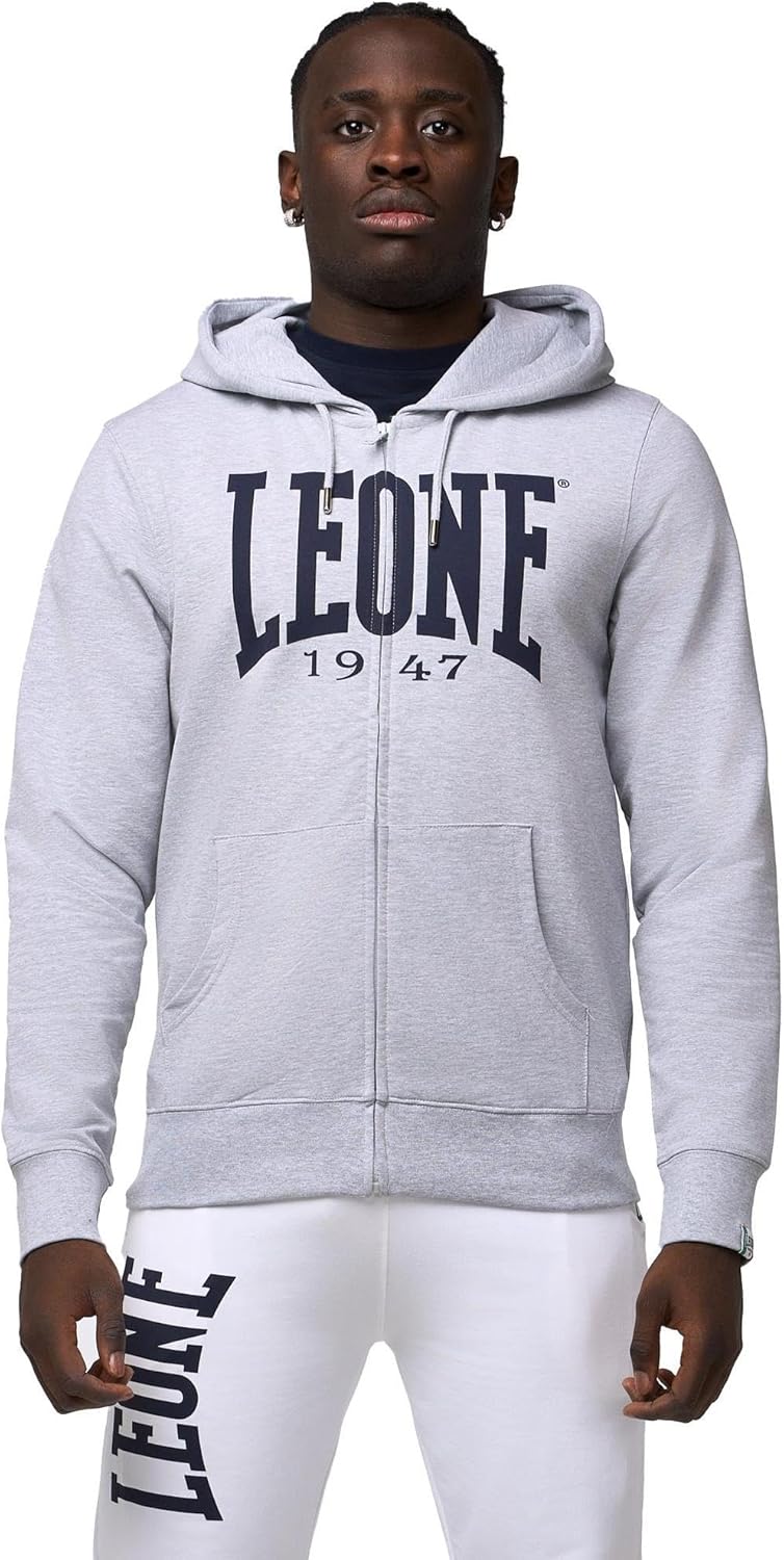 

Мужская толстовка с капюшоном Leone 1947 Apparel с большим логотипом, меланжевый серый