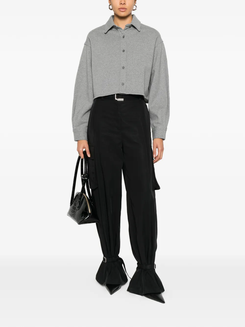 Укороченный топ на пуговицах Alexander Wang, серый — фото 2