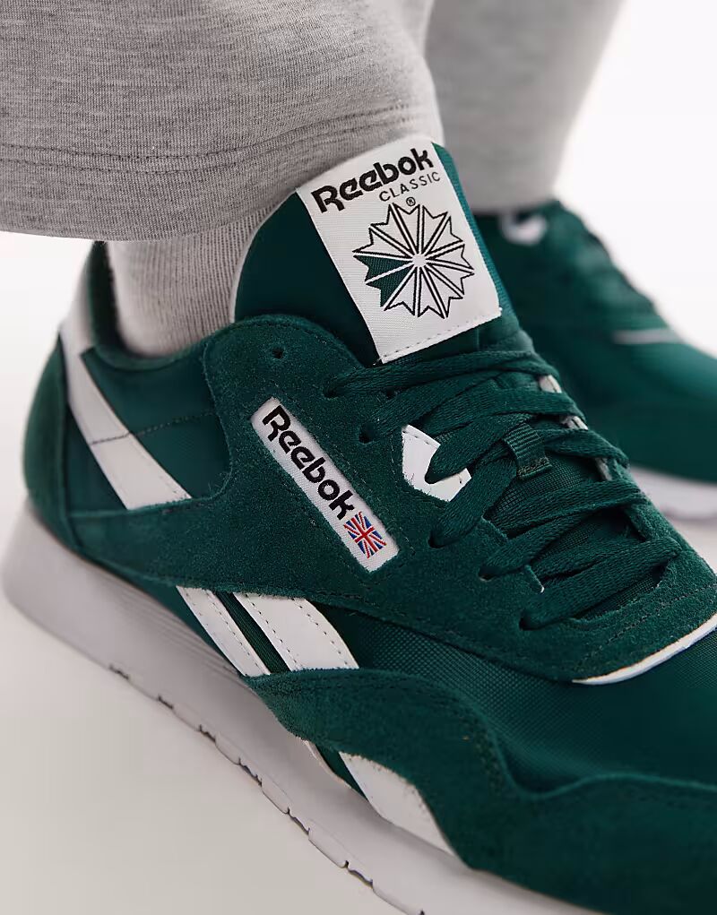 Кроссовки Reebok Classic из нейлона темно-зеленого цвета — фото 4