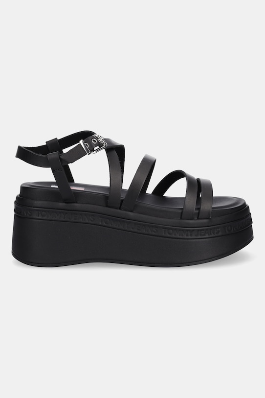Кожаные сандалии Wedgy Strappy Sandal Tommy Jeans, черный — фото 2