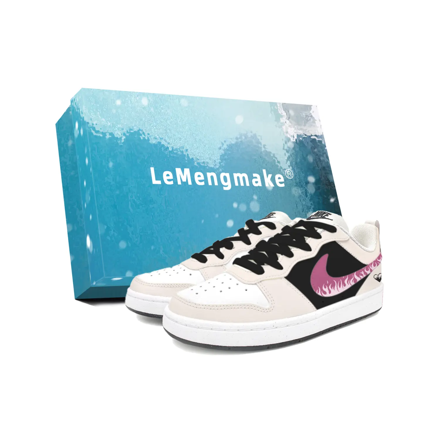 

Nike Court Borough Night Sakura устойчивые к истиранию низкие кроссовки для скейтбординга black pink детские