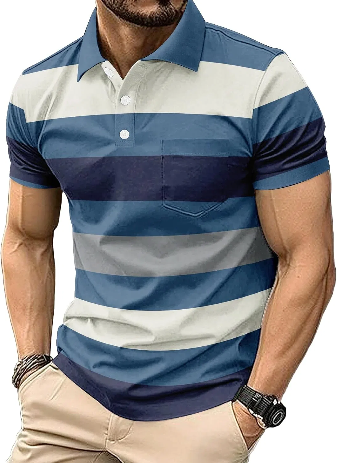 Мужское поло из 6 штук, дышащая ткань, Generic, набор 6 шт, Style-6pack-2 — фото 3