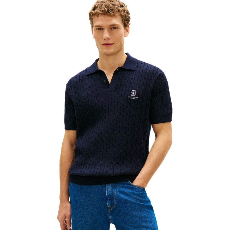 Трикотажный кардиган мужской с лацканом Moderate Others Tommy Hilfiger, экрю z00 — фото 4