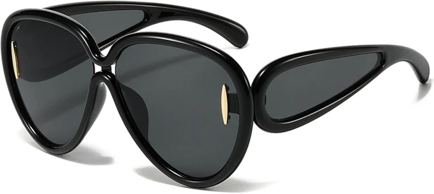 

Спортивные солнцезащитные очки большого размера в стиле стимпанк для женщин и мужчин, очки с индивидуальным дизайном, роскошные очки для женщин, защитные очки от УФ-излучения UV400 TKKTLLT, Black Gray