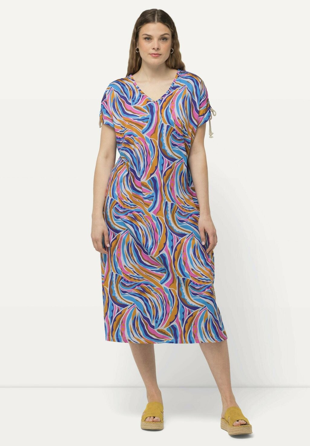

Платье из джерси PRINT V-NECK CAP SLEEVE Ulla Popken, белый