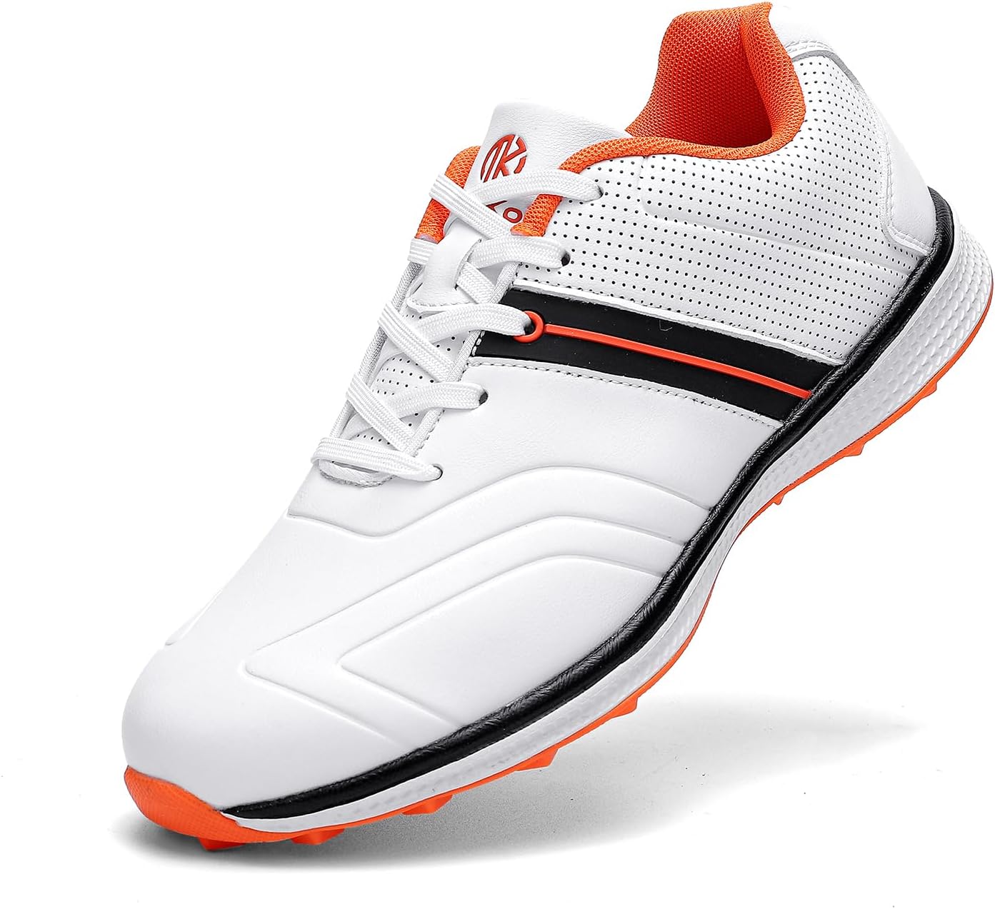 

Мужские гольф-кроссовки профессиональные без шипов для тренировок Легкие Oimkoi, белый/оранжевый