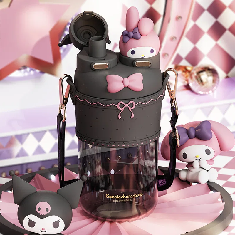 Кружка пластиковая с принтом Kuromi Sanrio, Lolita White Purple+LFLife Water Cup Straps, 700 мл, Sanrio, Lolita White Purple+LFLife Water Cup Straps — фото 3