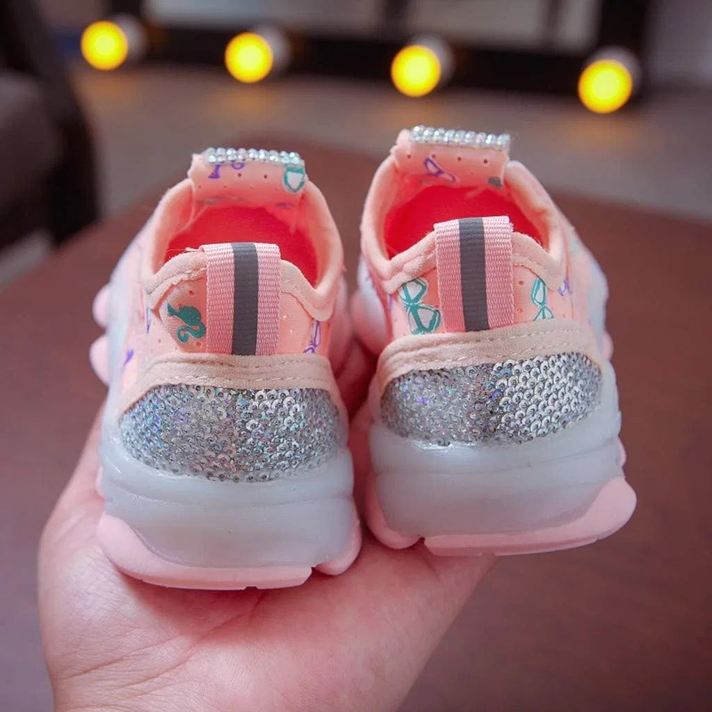 Детские кроссовки со светодиодной подсветкой для мальчиков и девочек, Pink — фото 2