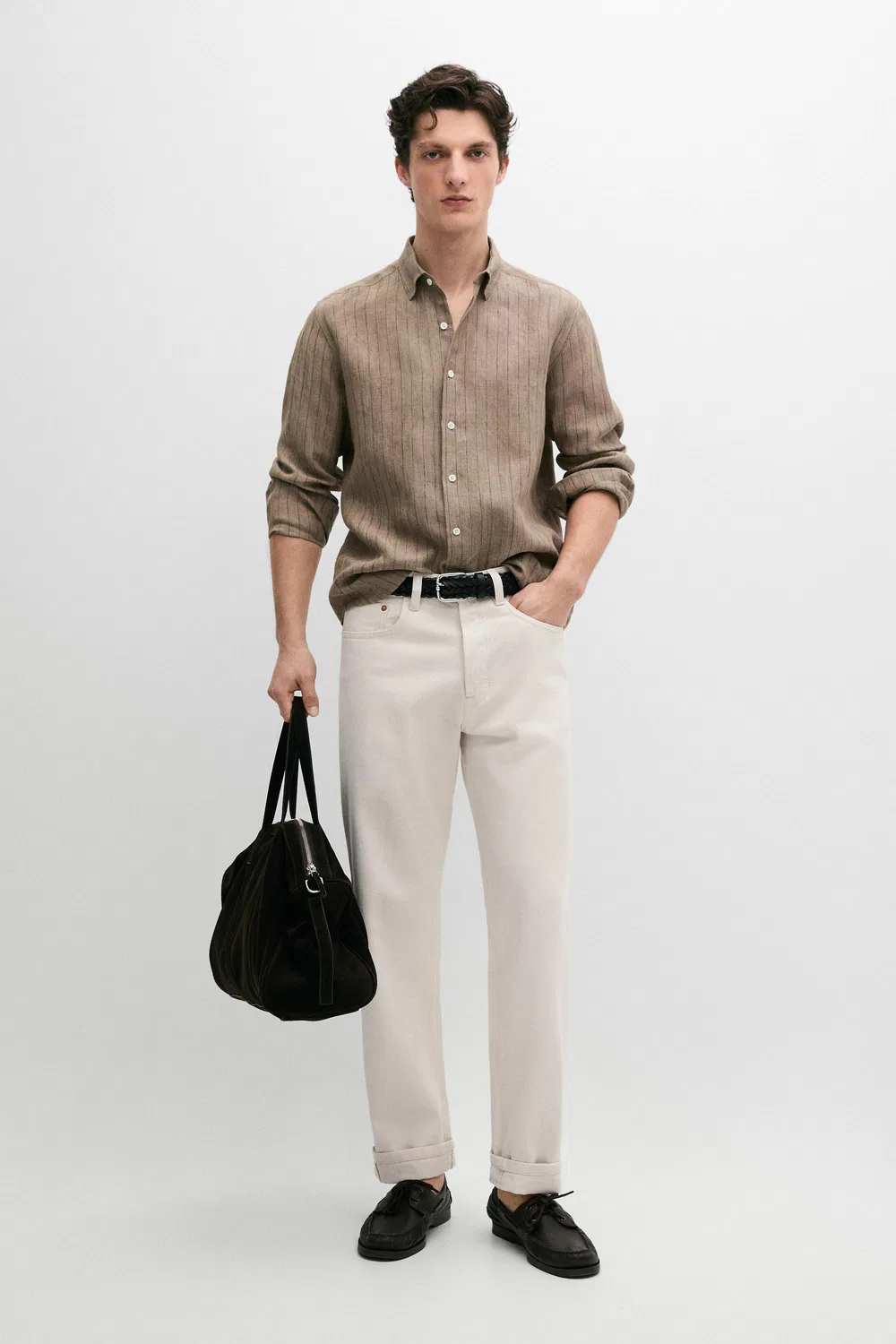 Джинсы с кромкой Massimo Dutti, кремовый