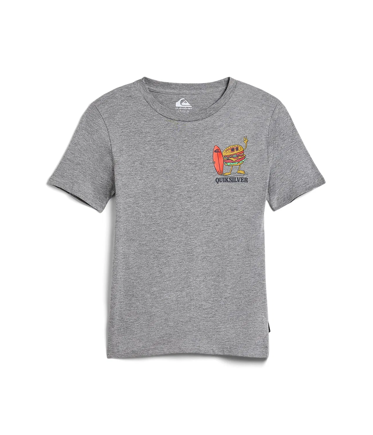 Футболка с коротким рукавом Burger Wipeout (для детей постарше) Quiksilver Kids, Medium Gray Heather