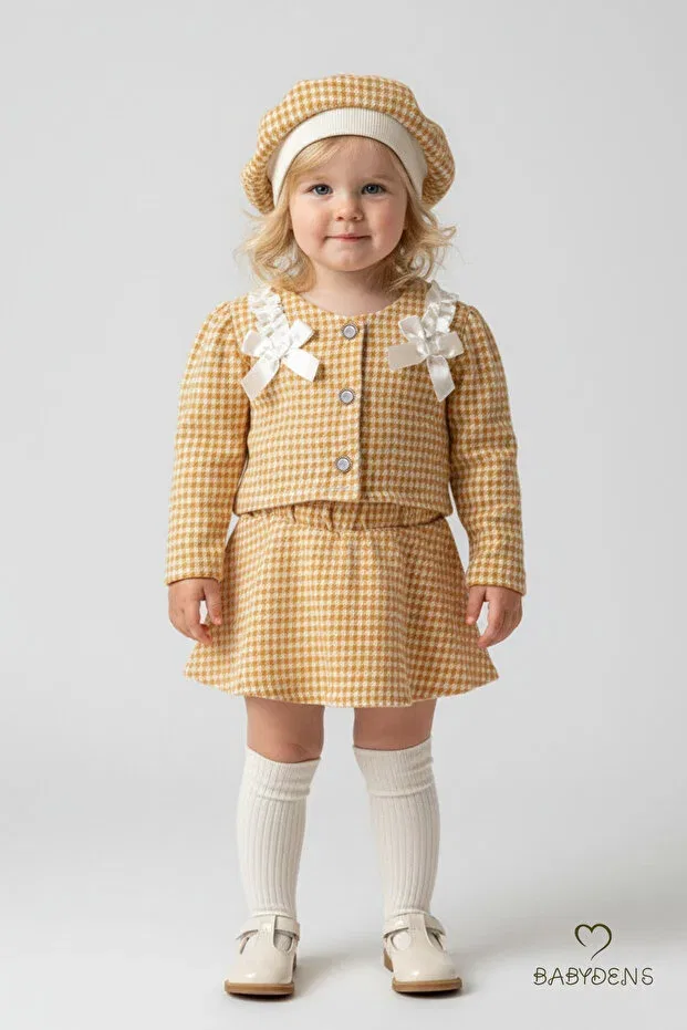 Детский комплект для девочек с принтом Lumberjack Fabric Spring Set Babyden'S, Yellow — фото 3