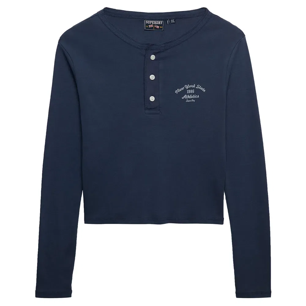 Футболка с длинным рукавом Athletic Essential Button Down Superdry, синий