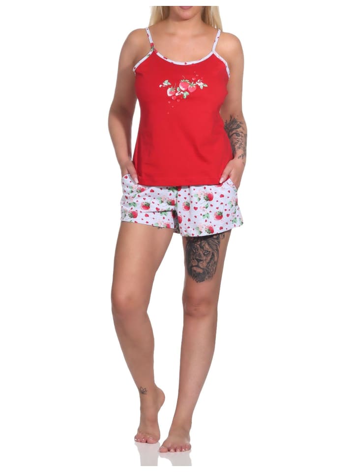 

NORMANN Пижама-комбинезон без рукавов на тонких бретельках - 79156, красный