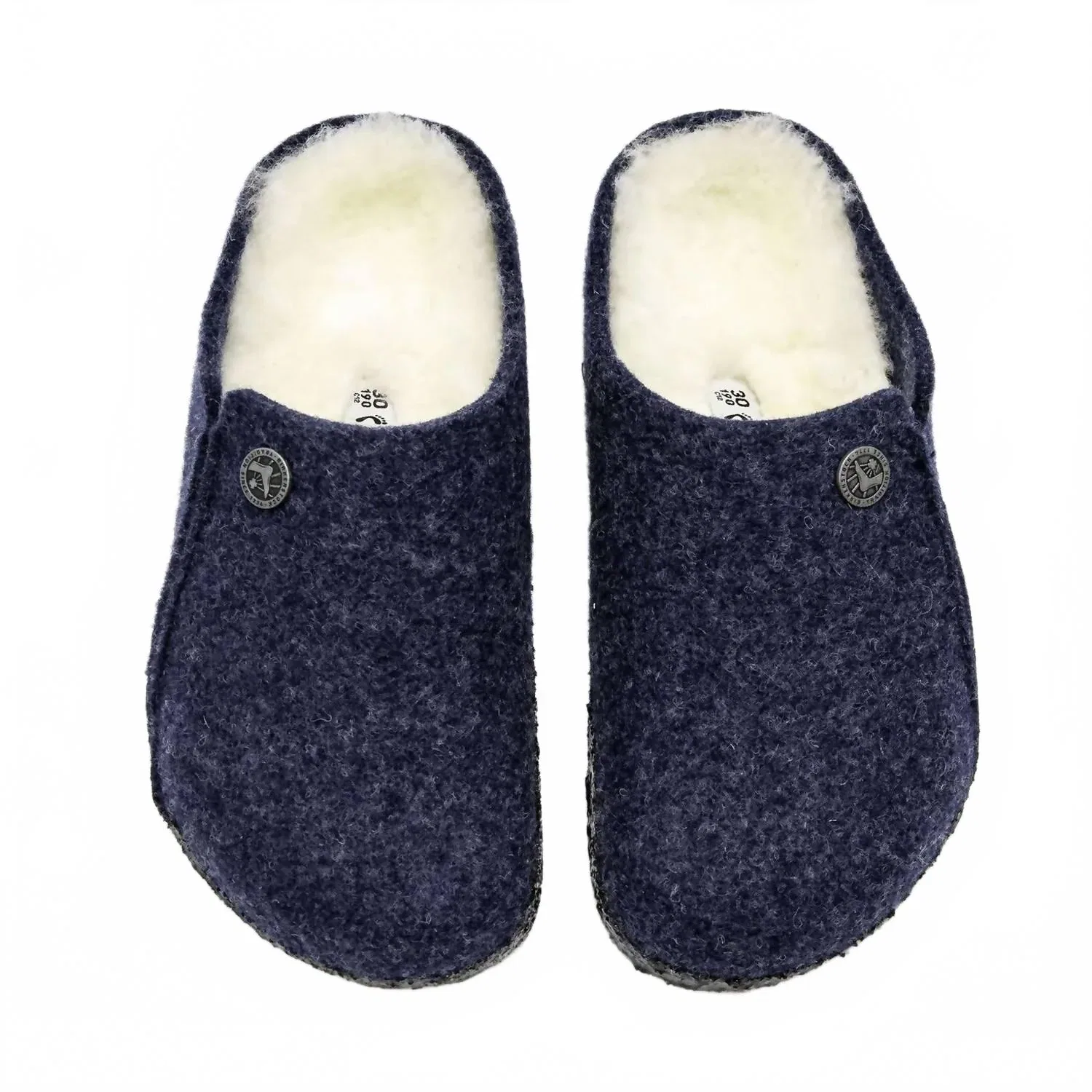 Детские удобные сабо-тапочки для девочек на меху Zermatt Rivet Kids Birkenstock, Dark Blue — фото 3