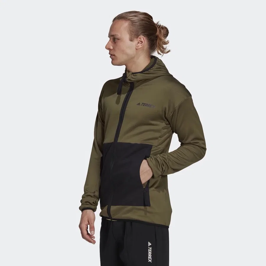 Мужской худи с капюшоном Txfloocelt Hd J adidas, Оливковый — фото 2