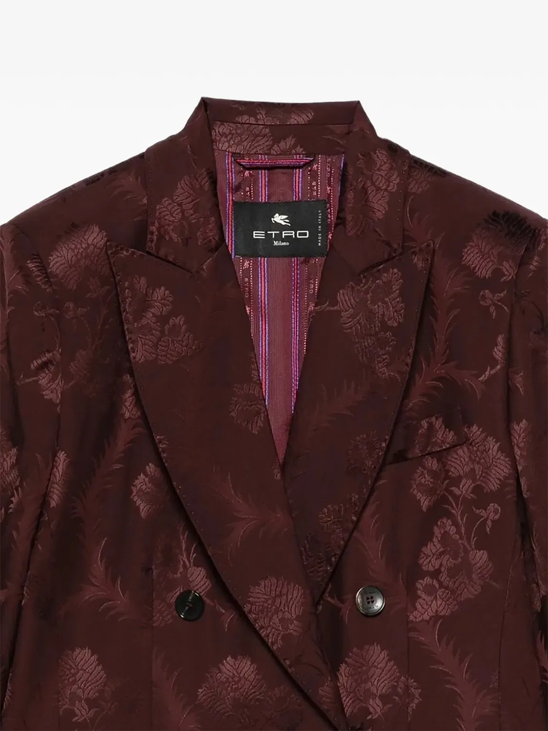 ETRO Двубортный жакет из цветочного жаккарда, красный — фото 2