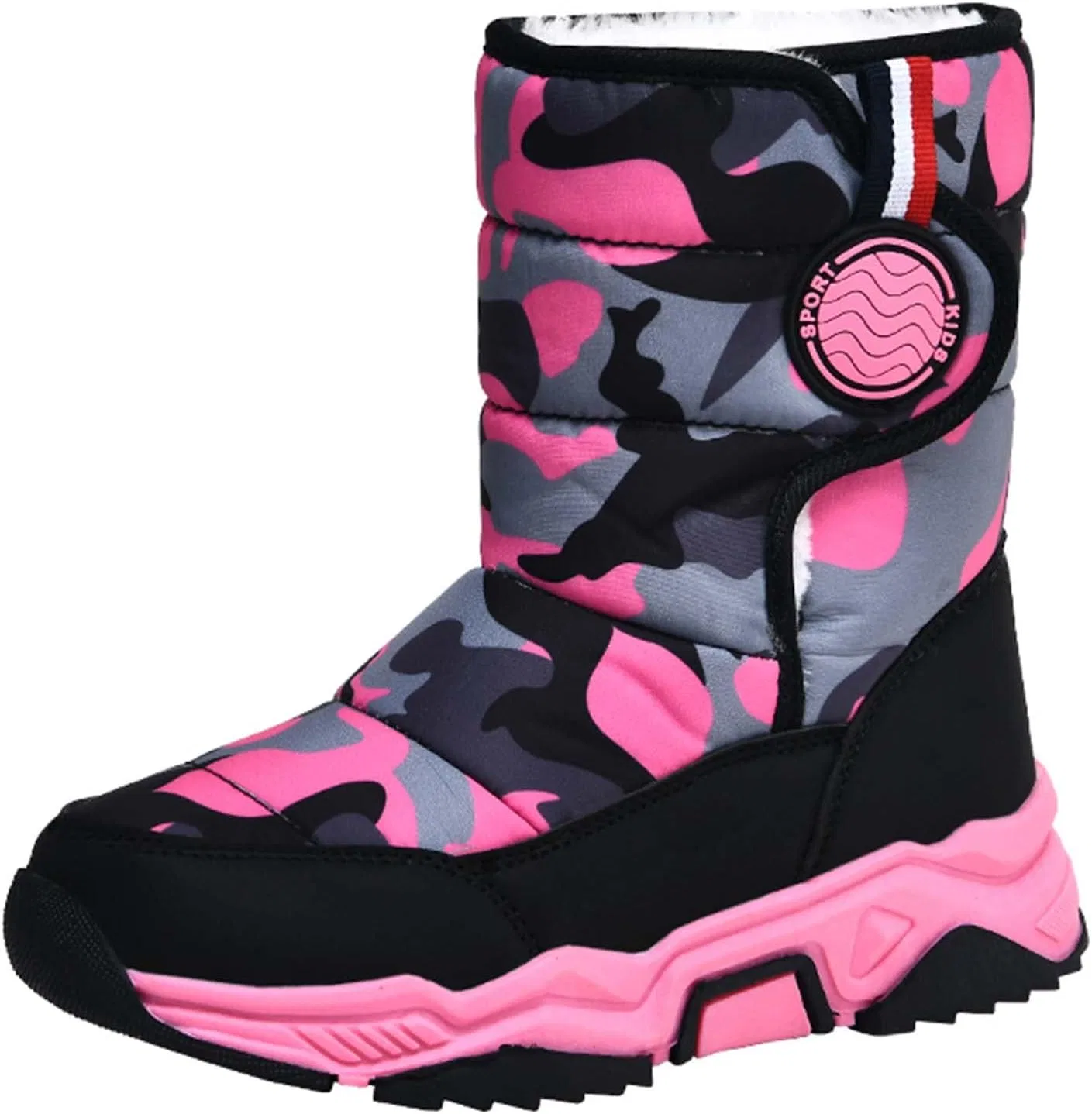 Детские зимние ботинки для девочек и мальчиков с мехом CERYTHRINA, Black/Rose