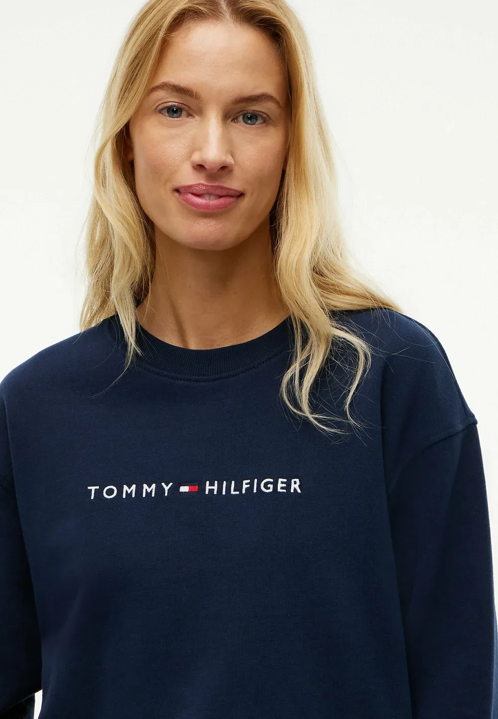 Незаменимая махровая толстовка для отдыха в стиле пижамы Tommy Hilfiger, Dark Blue — фото 4