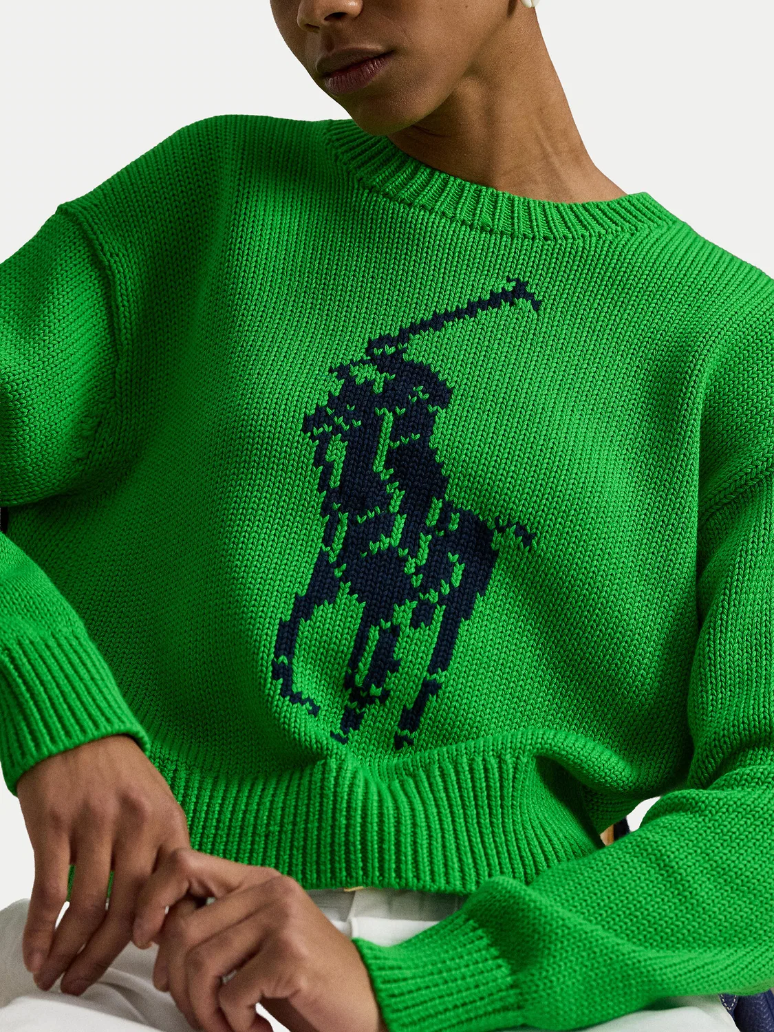 Женский пуловер свободного кроя Polo Ralph Lauren, зеленый — фото 4