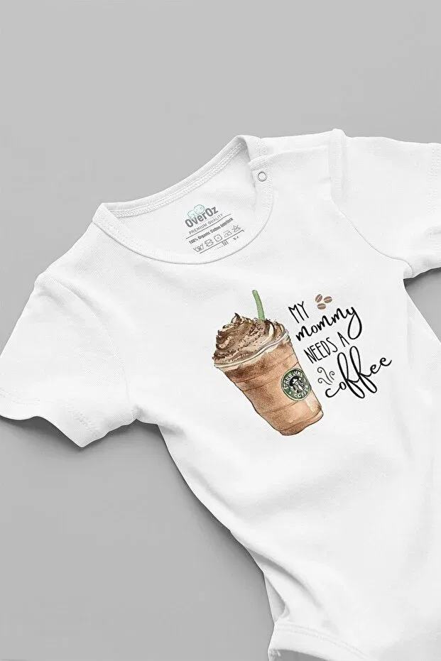 Детское для новорожденных боди с принтом Mommy Needs Coffee Overoz, White
