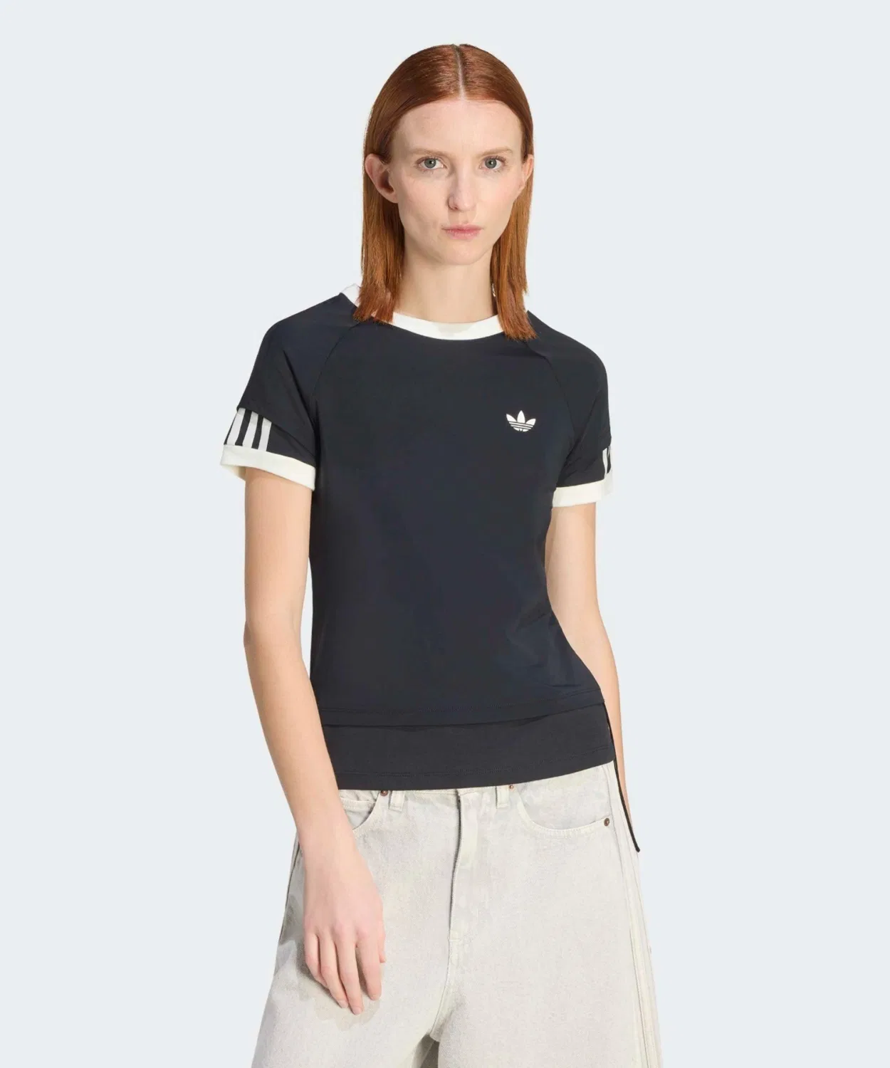 Женская футболка с принтом и логотипом Adidas, модель Trefoil Double Layer Adidas, Yellow — фото 2