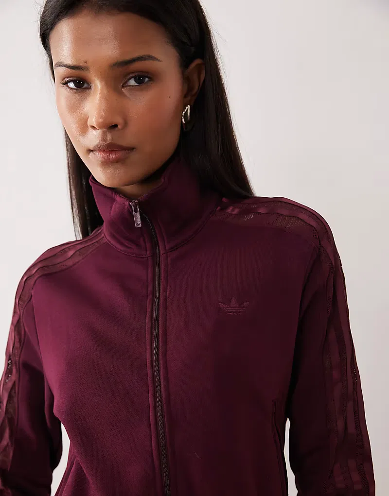 Спортивная куртка Adidas Originals Firebird на шнуровке, бордовый — фото 3