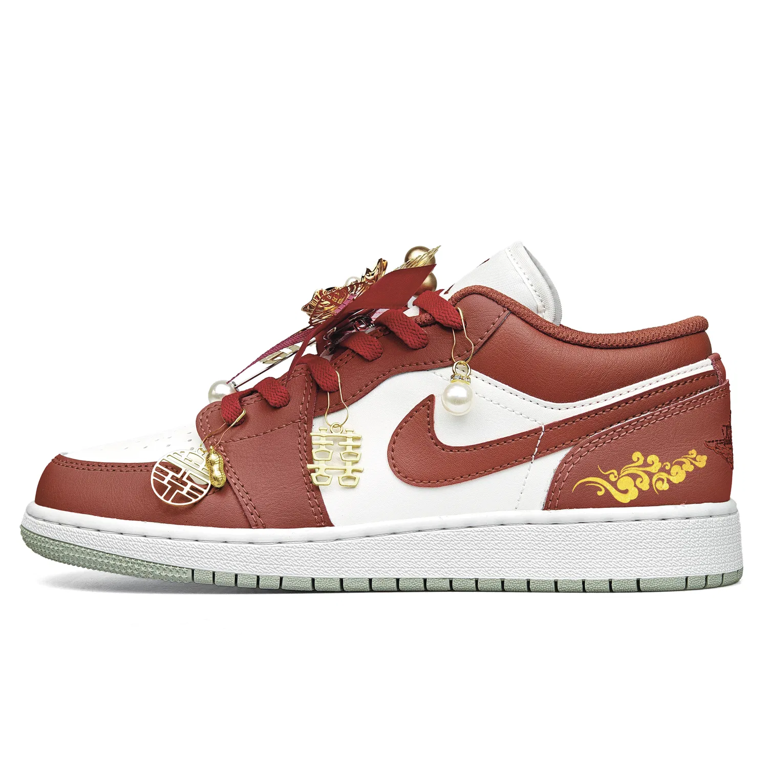 Детские кроссовки для скейтборда с низким верхом Red Jordan, Красный — фото 3