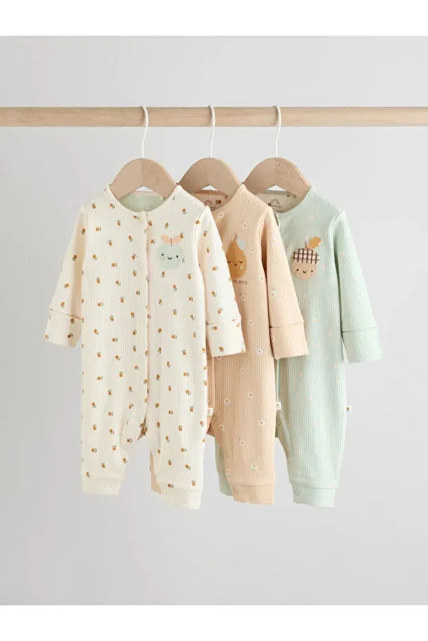 Детский спальный мешок с животным принтом 3-предметный набор Basics Next Baby, Cream